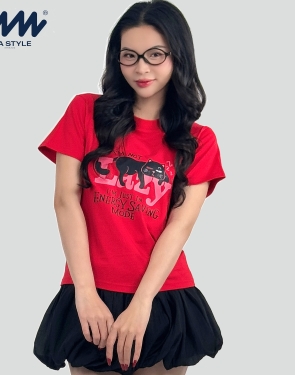 Áo Baby Tee MIA Style Chính Hãng Màu Đỏ, Vải Cotton 2 Chiều Dày Dặn Cao Cấp In 3D