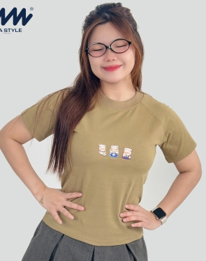 Áo Baby Tee MIA Style Chính Hãng Màu Nâu, Vải Cotton 2 Chiều Dày Dặn Cao Cấp In 3D