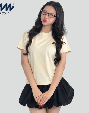 Áo Baby Tee MIA Style Chính Hãng Màu Be, Vải Cotton 2 Chiều Dày Dặn Cao Cấp In 3D