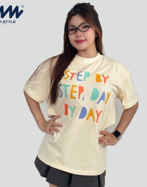 Áo Thun Unisex MIA Style Chính Hãng Màu Be, Vải Cotton 2 Chiều Dày Dặn Cao Cấp In 3D