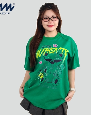 Áo Thun Unisex MIA Style Chính Hãng Màu Xanh, Vải Cotton 2 Chiều Dày Dặn Cao Cấp In 3D