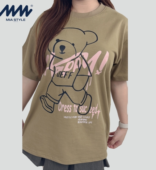 Áo Thun Unisex MIA Style Chính Hãng Màu Nâu, Vải Cotton 2 Chiều Dày Dặn Cao Cấp In 3D