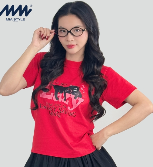 Áo Baby Tee MIA Style Chính Hãng Màu Đỏ, Vải Cotton 2 Chiều Dày Dặn Cao Cấp In 3D