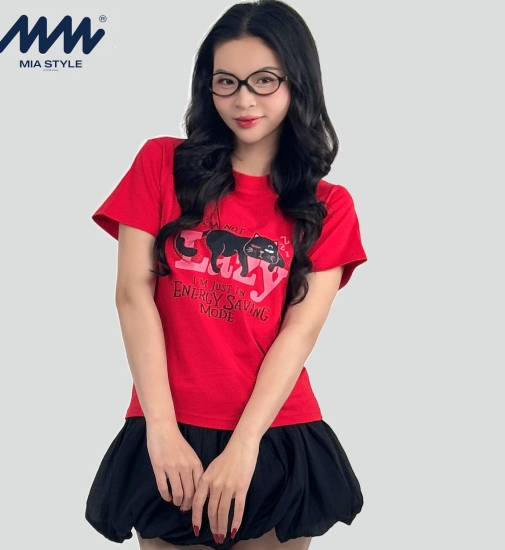 Áo Baby Tee MIA Style Chính Hãng Màu Đỏ, Vải Cotton 2 Chiều Dày Dặn Cao Cấp In 3D