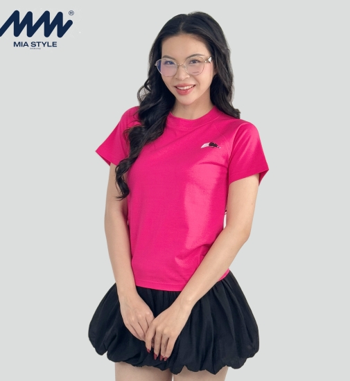 Áo Baby Tee MIA Style Chính Hãng Màu Hồng, Vải Cotton 2 Chiều Dày Dặn Cao Cấp In 3D