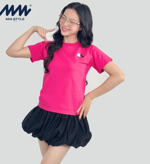 Áo Baby Tee MIA Style Chính Hãng Màu Hồng, Vải Cotton 2 Chiều Dày Dặn Cao Cấp In 3D