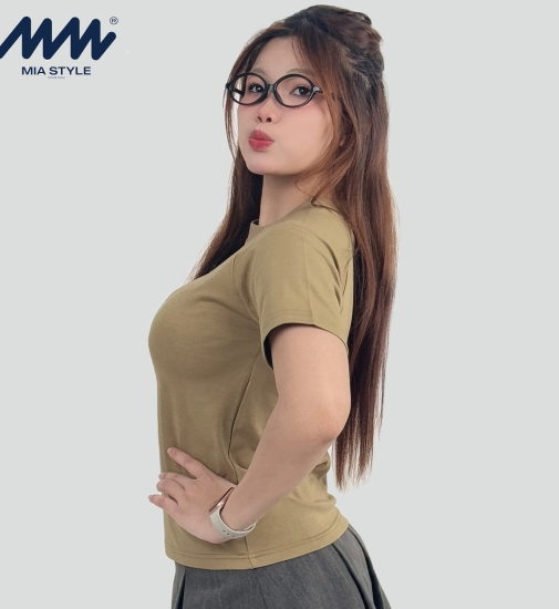 Áo Baby Tee MIA Style Chính Hãng Màu Nâu, Vải Cotton 2 Chiều Dày Dặn Cao Cấp In 3D