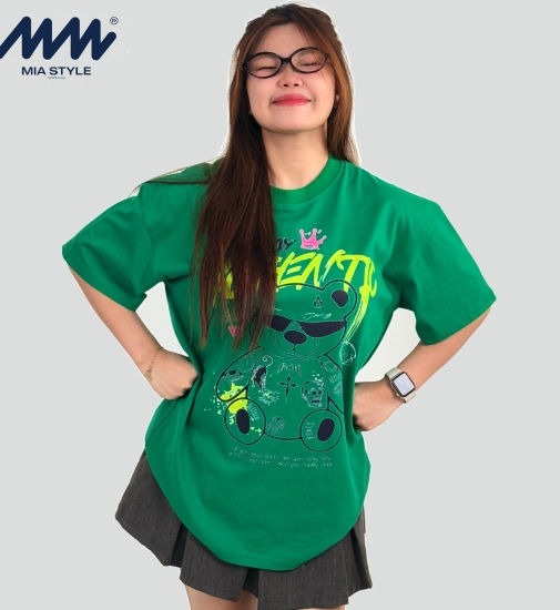 Áo Thun Unisex MIA Style Chính Hãng Màu Xanh, Vải Cotton 2 Chiều Dày Dặn Cao Cấp In 3D