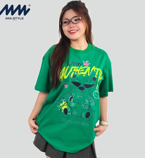 Áo Thun Unisex MIA Style Chính Hãng Màu Xanh, Vải Cotton 2 Chiều Dày Dặn Cao Cấp In 3D