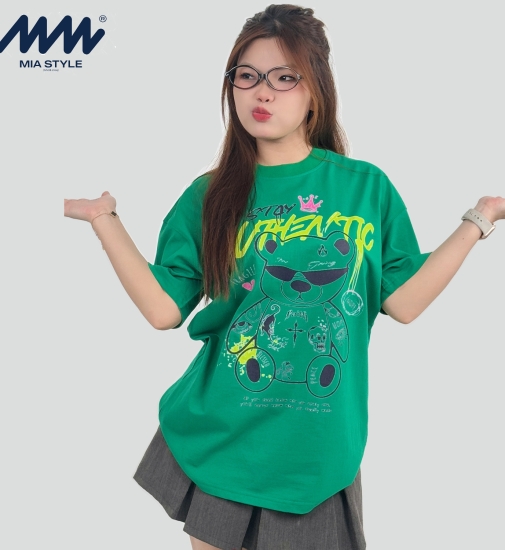 Áo Thun Unisex MIA Style Chính Hãng Màu Xanh, Vải Cotton 2 Chiều Dày Dặn Cao Cấp In 3D