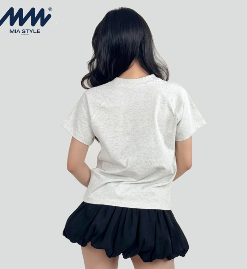 Áo Baby Tee MIA Style Chính Hãng Màu Xám, Vải Cotton 2 Chiều Dày Dặn Cao Cấp In 3D