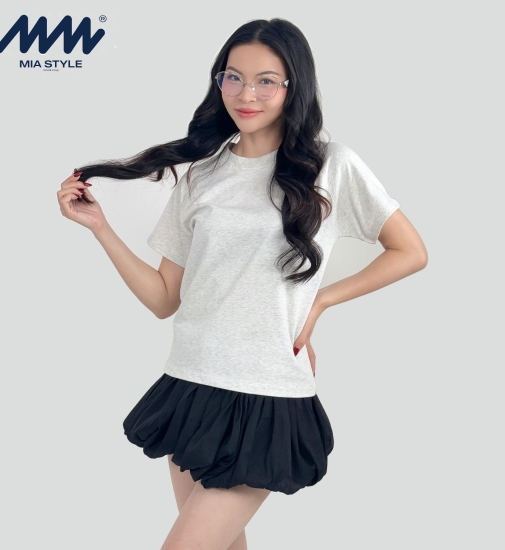 Áo Baby Tee MIA Style Chính Hãng Màu Xám, Vải Cotton 2 Chiều Dày Dặn Cao Cấp In 3D