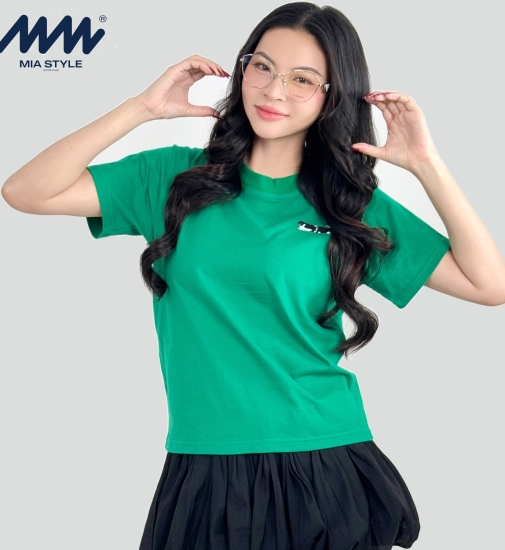 Áo Baby Tee MIA Style Chính Hãng Màu Xanh, Vải Cotton 2 Chiều Dày Dặn Cao Cấp In 3D