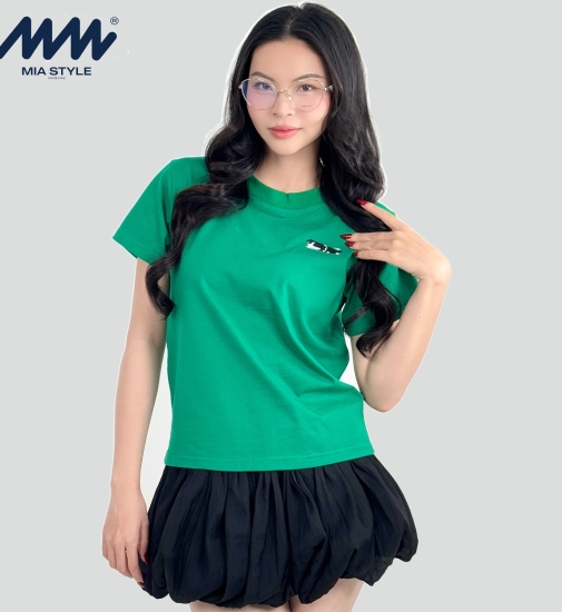 Áo Baby Tee MIA Style Chính Hãng Màu Xanh, Vải Cotton 2 Chiều Dày Dặn Cao Cấp In 3D