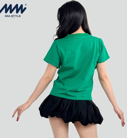 Áo Baby Tee MIA Style Chính Hãng Màu Xanh, Vải Cotton 2 Chiều Dày Dặn Cao Cấp In 3D